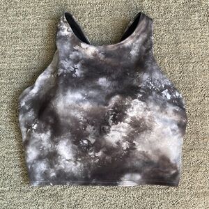 Athleta Black and White Tie Dye Razorback Bra-top